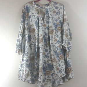 Umgee Cream and Blue Tunic